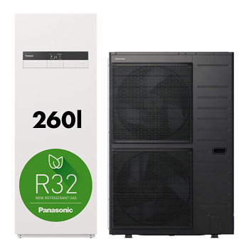 Tepelné čerpadlo PANASONIC AQUAREA High Performance All in One 9kW 400W + nádrž 260l