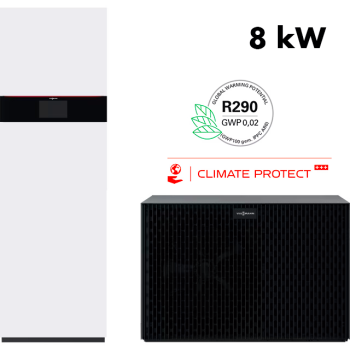 Set tepelné čerpadlo Viessmann Vitocal 252-A 8kW + vnitřní jednotka s integrovaným zásobníkem 190l, Aku 16l