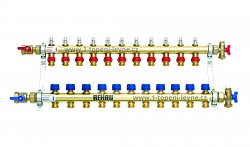 Rozdělovač REHAU HKV-D 11 okruhů s průtokoměry