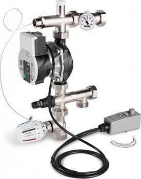 Rozdělovač podlahového topení s čerpadlem REHAU-Regulační sada flex s termostatickou hlavicí